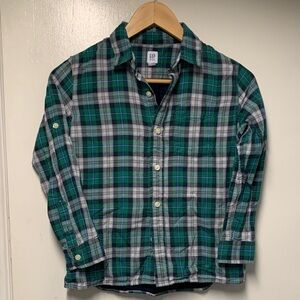 GAP Kids Green and Blue Plaid Button-Down Shirt